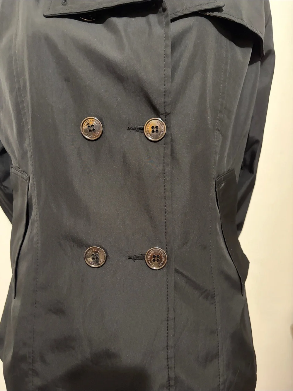 Burberry Black Double-Breasted Trench Coat Jacket Made in England - Picture 4 of 16